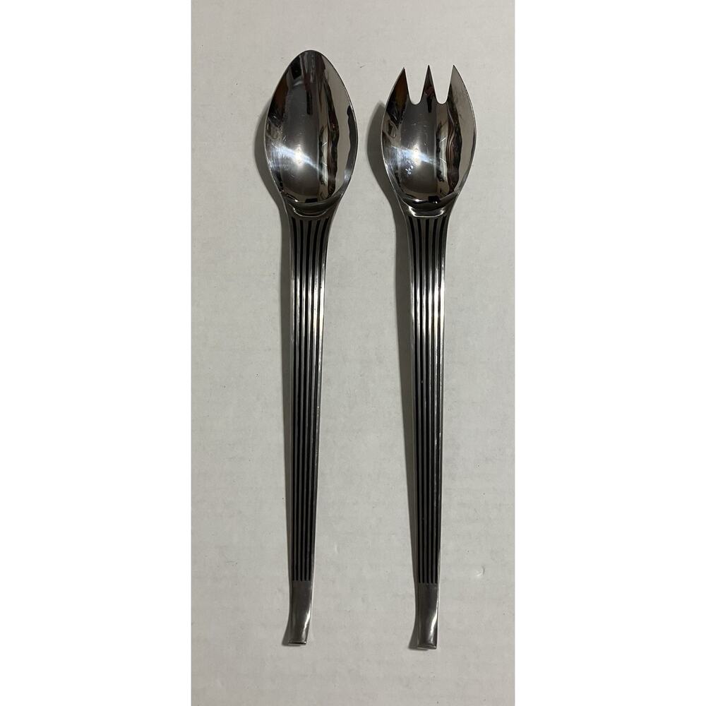MCM Arthur Salm Flatware ASF5 2-Piece Salad Serving Set Fork Spoon Discontinued